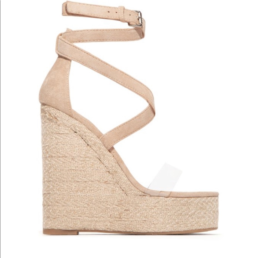 Oceans away nude wedges